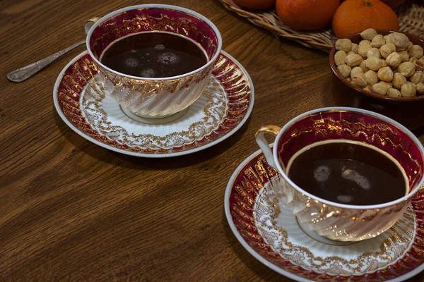 Adet Çay Tabağı Porselen Kahve Fincanı — Stok fotoğraf