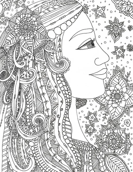 Ilustração Princess Beautiful Fantástica Ilustração Feita Arte Arte Doodle Uma — Fotografia de Stock