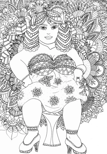 Venus Floral Printable Coloring Page Digital Stamp Times Models Large — Stock Photo, Image