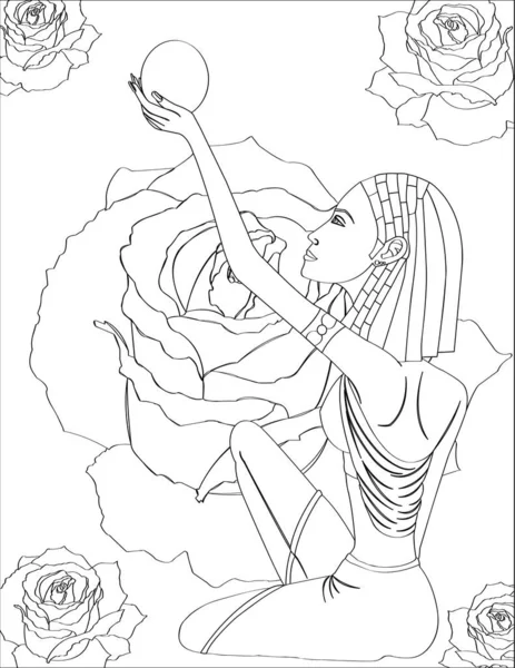 Cleopatra Queen Magician Printable Coloring Page Digital Stamp Image Present — Stock Photo, Image