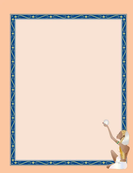 Cleopatra Letter Sheet Design Curved Elegant Shapes Border Fleur Lis — Stok fotoğraf