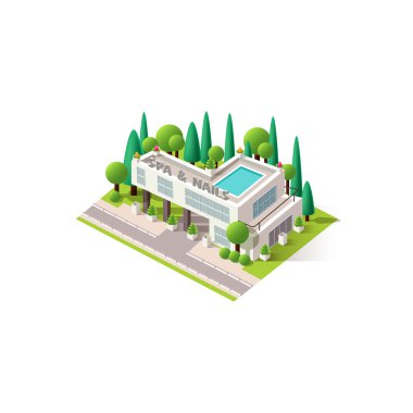 Vektör isometrik Merkezi Spa ve Tırnak Bakımı binası