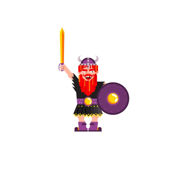 Векторная иллюстрация персонажа Warrior Viking — стоковый вектор