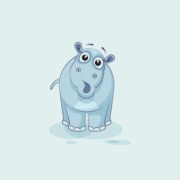 Emoji personaje de dibujos animados Hipopótamo sorprendido — Archivo Imágenes Vectoriales