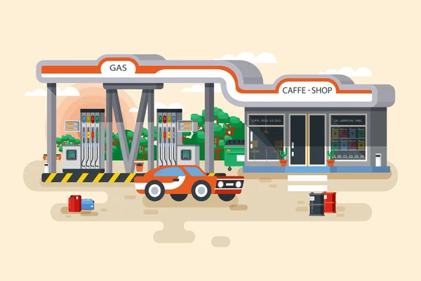 Illustration vectorielle des stations essence et gaz — Image vectorielle