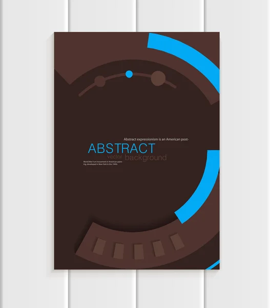 Folleto vectorial en estilo abstracto con formas azules sobre fondo marrón oscuro — Vector de stock