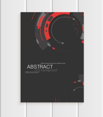 Özet Stil Koyu arka plan üzerinde kırmızı şekillerle broşürde vektör