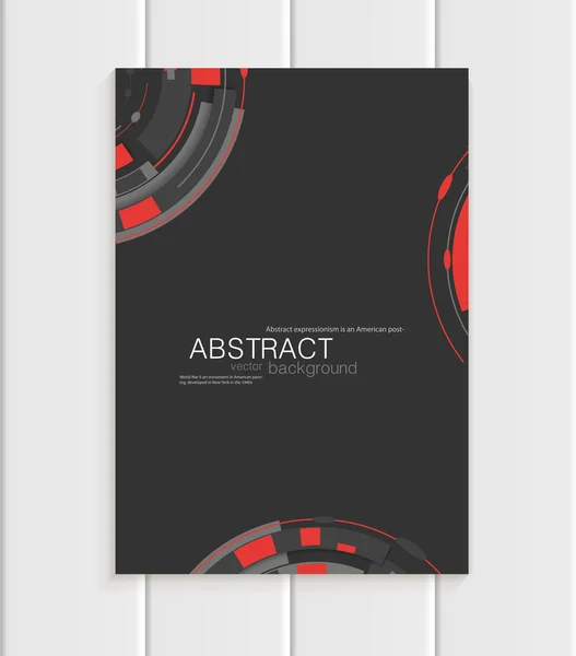 Brochura vetorial em estilo abstrato com formas vermelhas no fundo escuro —  Vetores de Stock