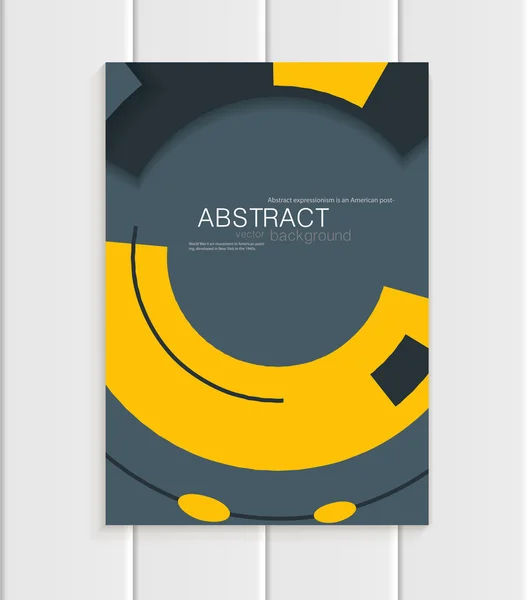 Folleto vectorial en estilo abstracto con formas amarillas sobre fondo gris — Archivo Imágenes Vectoriales