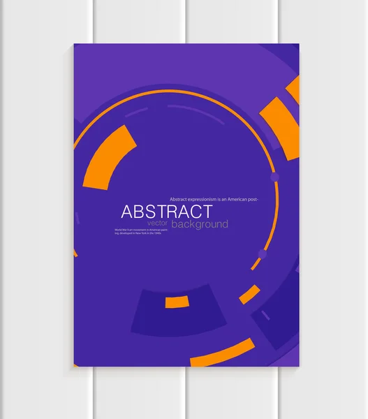 Vector brochure in abstracte stijl met gele shapes op paarse achtergrond — Stockvector