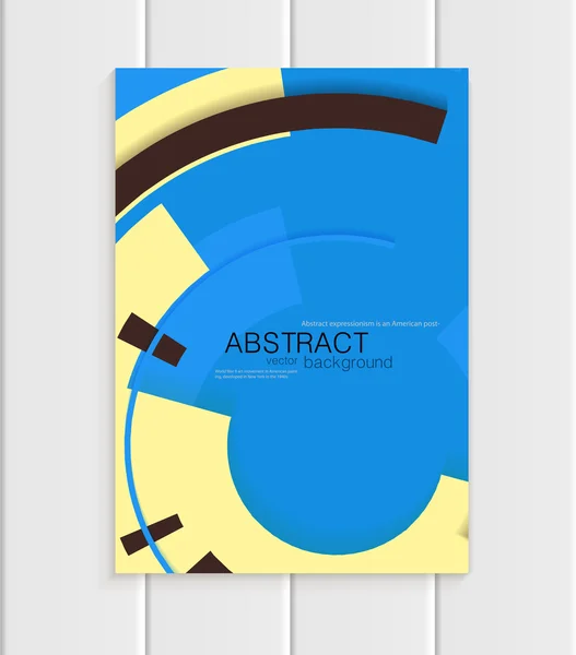 Folleto vectorial en estilo abstracto con formas amarillas sobre fondo azul — Vector de stock