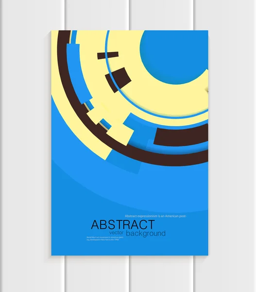 Vector brochure in abstract style with yellow shapes on blue background — Stock Vector