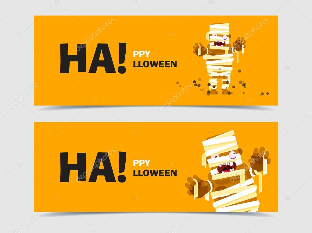 Banner set with Halloween characters