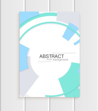 Beyaz arka plan üzerinde turkuaz şekillerle soyut tarzda vektör broşürü
