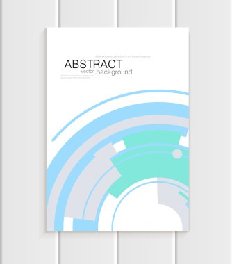 Beyaz arka plan üzerinde turkuaz şekillerle soyut tarzda vektör broşürü