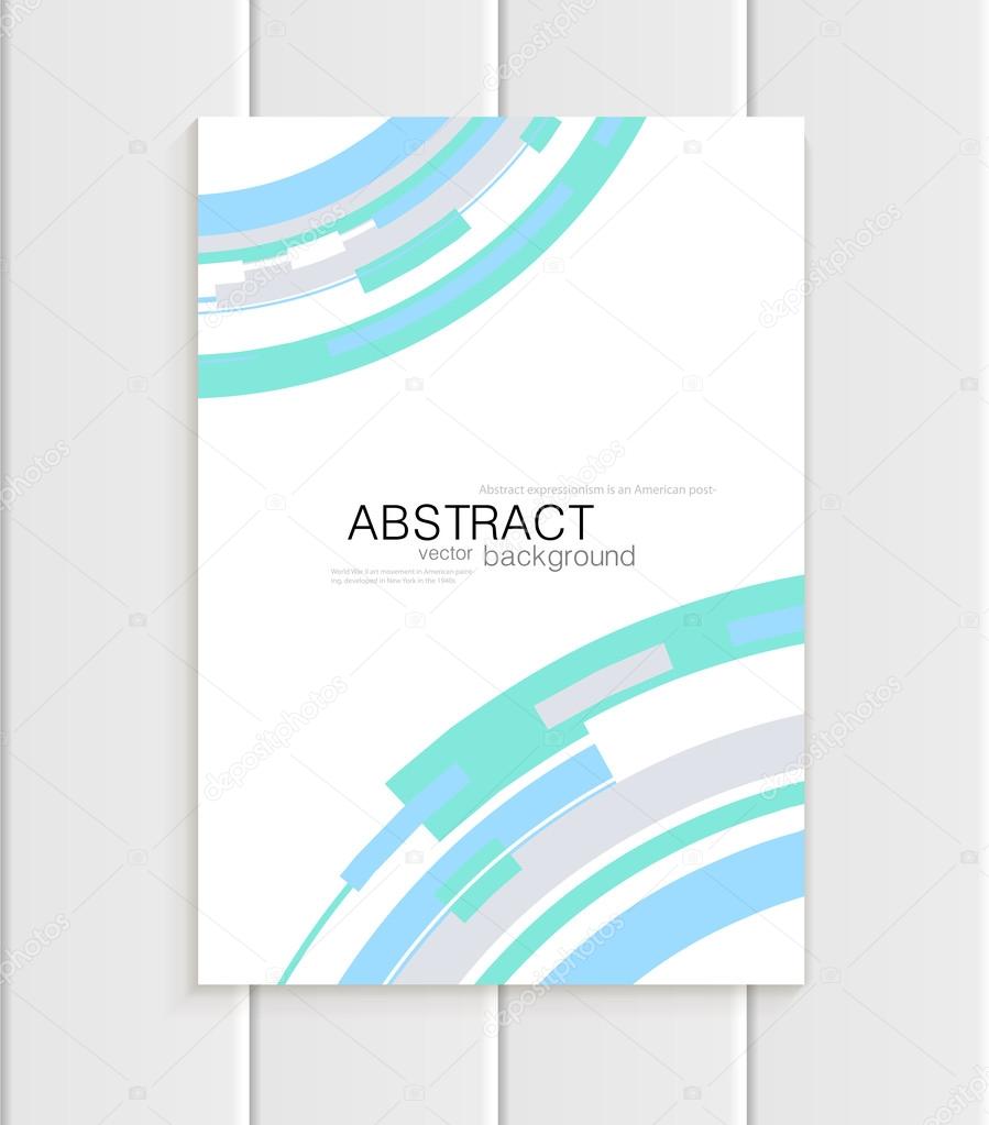Vector brochure in abstract style with turquoise shapes on white background
