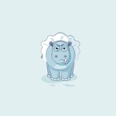 Öfkeli bir duygu ile vektör çizim Emoji karakter karikatür balerin su aygırı
