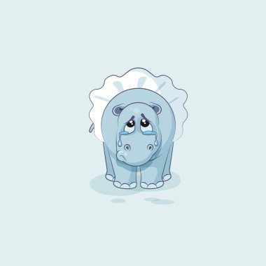 Resimde Emoji karakter karikatür üzgün ve sinirli balerin su aygırı ağlıyor vektör