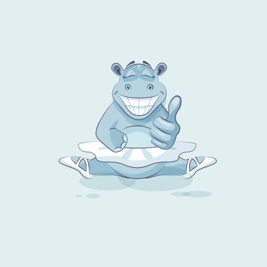 Vektör çizim Emoji karakter karikatür balerin su aygırı kadar başparmak ile onayladı