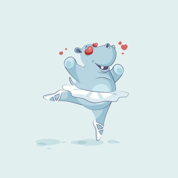 Vector Illustration Emoji character cartoon ballerina Hippopotamus in love — ストックベクタ