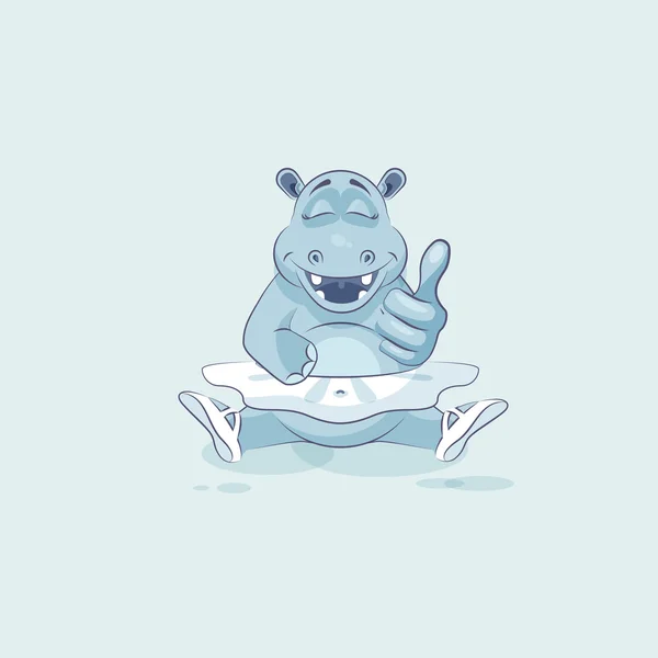 Illustrazione vettoriale Emoji personaggio cartone animato ballerina Hippopotamus approva con pollice in su — Vettoriale Stock