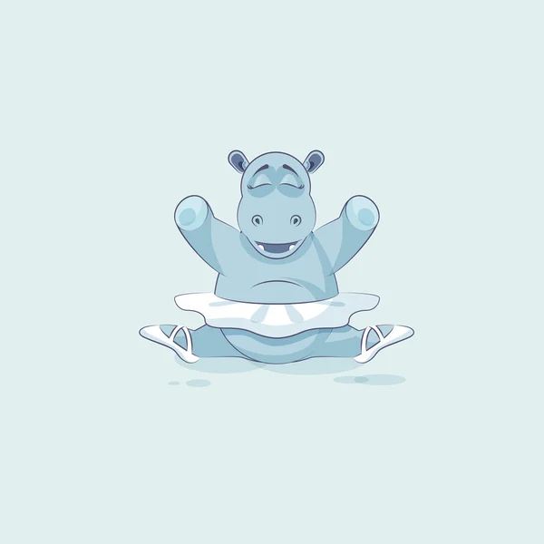 Vector Illustration de stock isolé personnage Emoji ballerine de dessin animé Hippopotame est assis en fentes — Image vectorielle