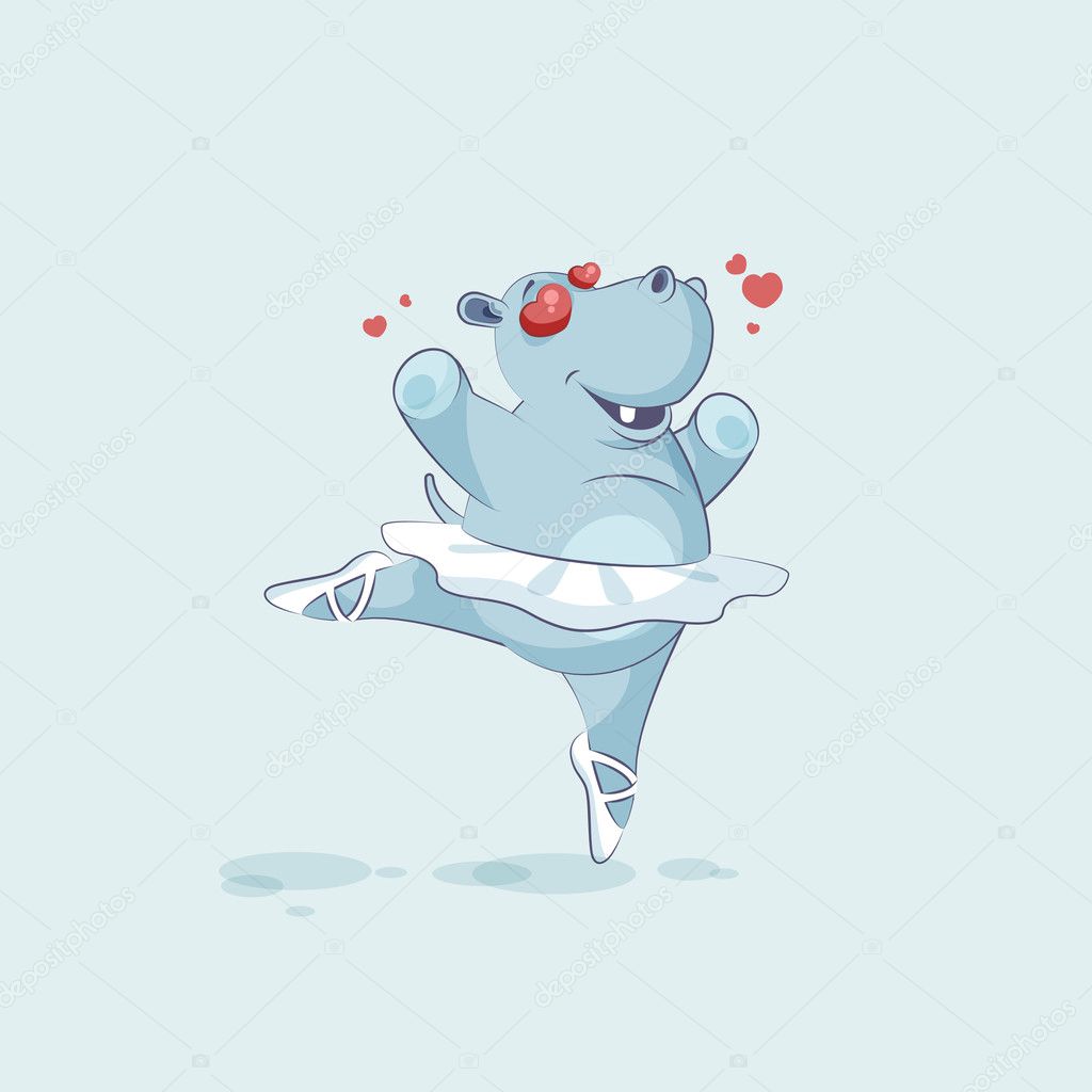 Vector Illustration Emoji character cartoon ballerina Hippopotamus in love