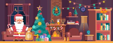 Neşeli Noel iç Ladin ve Noel Baba ile