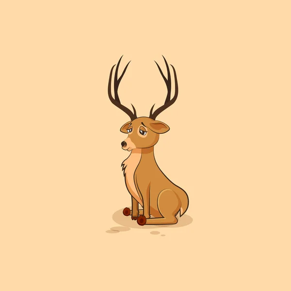 Illustration personnage emoji isolé bande dessinée cerf triste et frustré autocollant emoticon pour le site — Image vectorielle