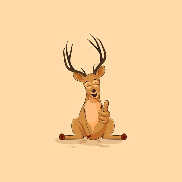 Ilustración aislado personaje emoji de dibujos animados ciervos aprueba con el pulgar hacia arriba emoticono etiqueta para el sitio — Archivo Imágenes Vectoriales