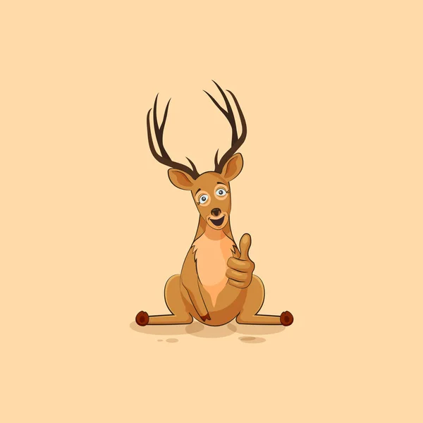 Illustration isolated emoji character cartoon deer approves with thumb up sticker emoticon for site — Stock Vector