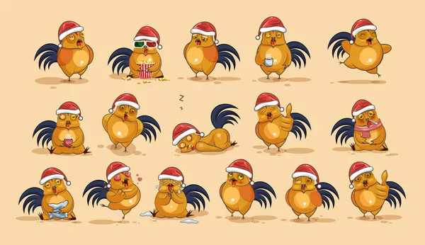 Illustrations isolated Emoji character cartoon Cock stickers emoticons with different emotions
