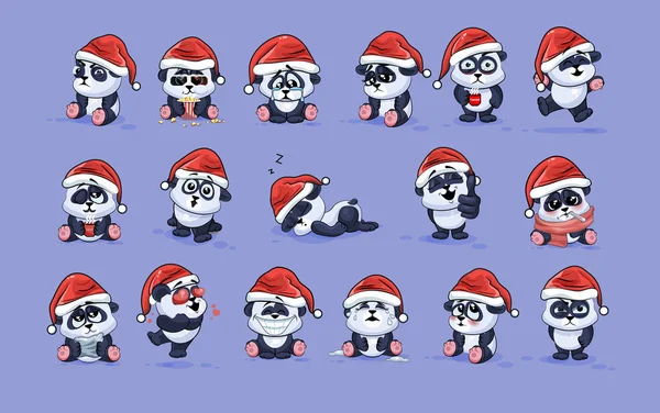 Ilustrace izolované Emoji charakter kreslené emotikony Panda samolepky s různými emocemi — Stockový vektor