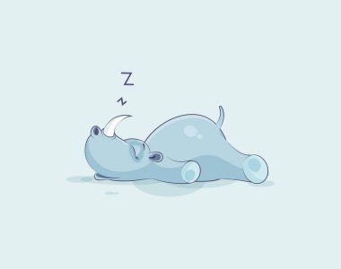 Mide etiket ifade illüstrasyon izole emoji karakter karikatür gergedan uyur