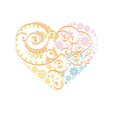 Mutlu Sevgililer günü kalp dekor pembe, mavi, turuncu, yeşil quilling desen