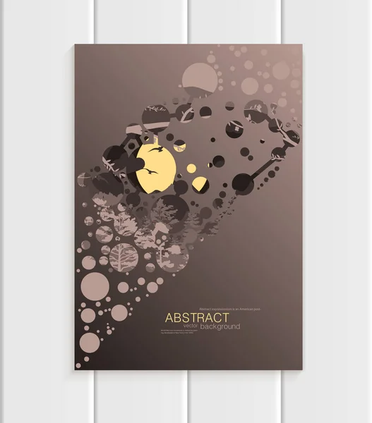 Brochure design business template élément nature avec des cercles abstraits paysage insolite, décor sur fond marron — Image vectorielle