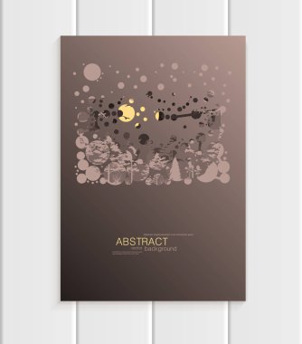 Broşür tasarım iş şablonu doğa öğesi soyut alışılmadık peyzaj, dekorasyon kahverengi zemin üzerinde daireler