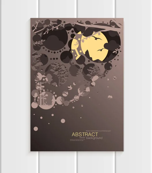 Brochure design business template élément nature avec des cercles abstraits paysage insolite, décor sur fond marron — Image vectorielle