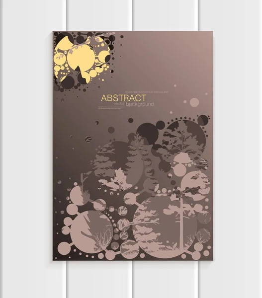 Дизайн брошюры бизнес-шаблон элемент природы с абстрактными кругами необычный пейзаж, декор на коричневом фоне — стоковый вектор