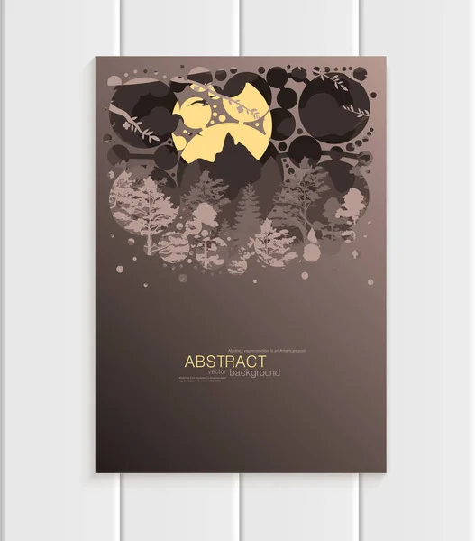 Brochure design business template élément nature avec des cercles abstraits paysage insolite, décor sur fond marron — Image vectorielle