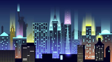 ABD şehir gece neon tarzı mimari binaları şehir ülke seyahat