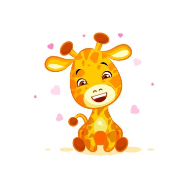 Emoji Merhaba Merhaba aşık kalpler sevimli karakter olduğunuzu zürafa etiket ifade çizgi film