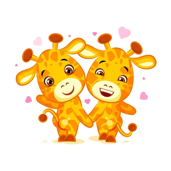 Emoji hebben datum laat s gaan teken cartoon vrienden Giraffe sticker emoticon — Stockvector