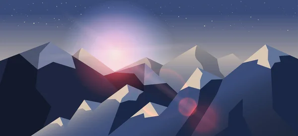 Aktienvektor Illustration horizontal Hintergrund Berglandschaft im flachen Stil — Stockvektor