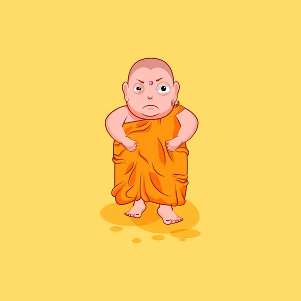 Etiqueta emoji emoticono emoción vector aislado ilustración infeliz personaje dibujos animados enojado Buda — Archivo Imágenes Vectoriales