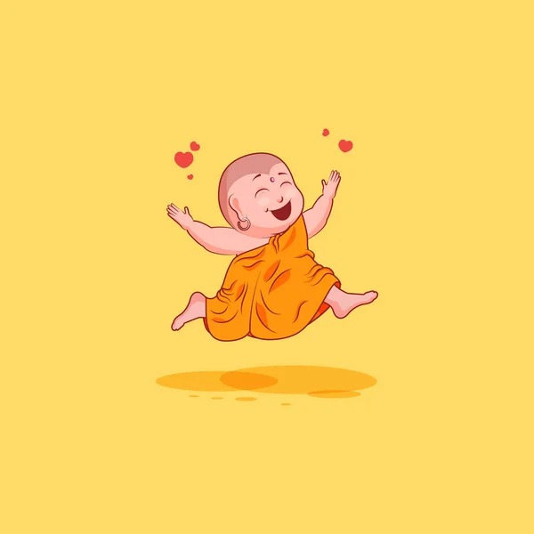 Matrica emoji érzelem érzelmek vektor elszigetelt illusztráció boldogtalan karakter cartoon Buddha jumping az öröm — Stock Vector