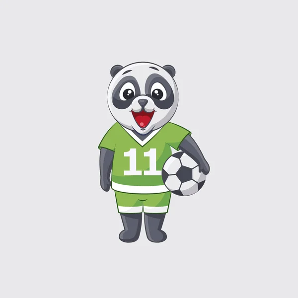 Image vectorielle d'illustration autocollant emoji emoticon émotion isolé illustration personnage kicker panda footballeur gardien défenseur avant — Image vectorielle