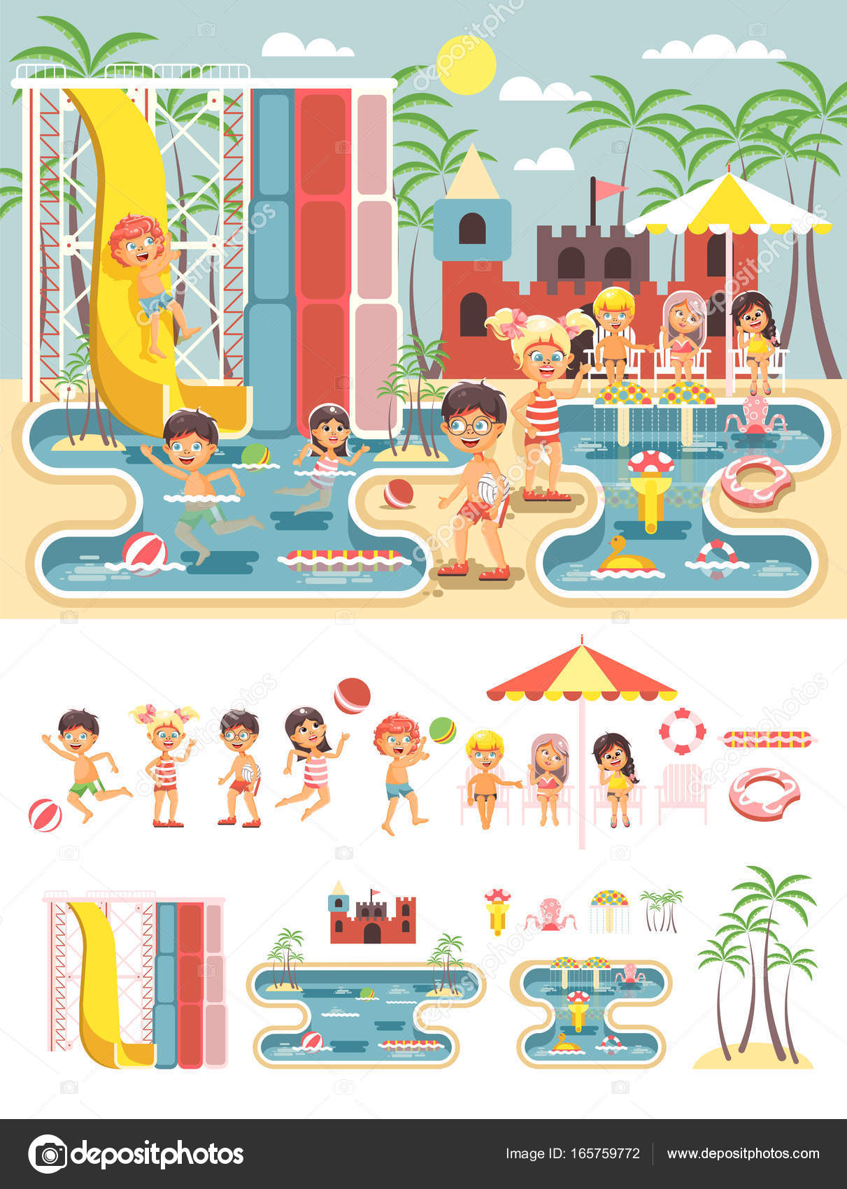 Vector gran conjunto aislado personajes de dibujos animados niños