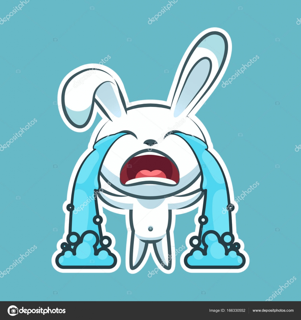 Sticker emoji emoticon, emotion sob, cry, weep, vector isolated