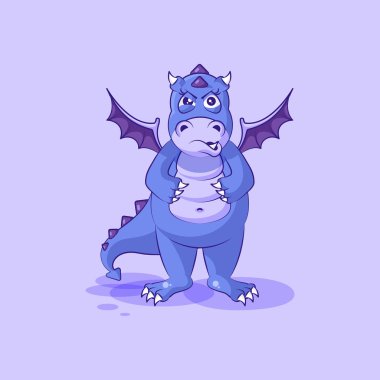 Vektör Emoji karakter karikatür ejderha dinozor etiket ifade öfkeli bir duygu ile